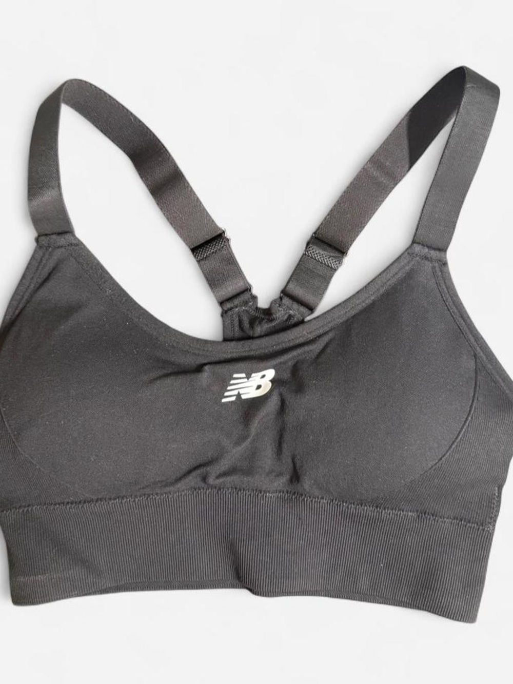 New Balance Black Sports Bra with White Logo